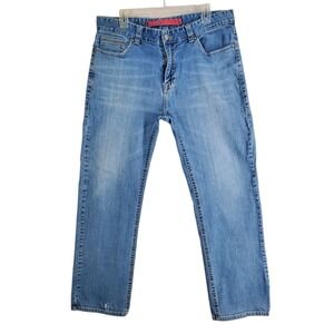 Rock Roll Blue Jeans Double Barrel Straight Relaxed Mens 36x32 Stretch (35x30.5)